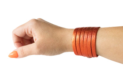 Leather Bracelet / Original Sliced Cuff / Soft Mango