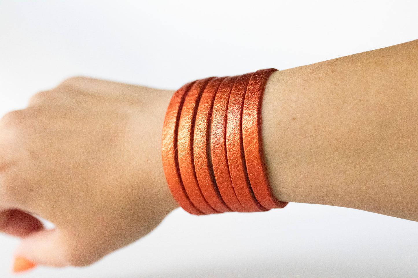 Leather Bracelet / Original Sliced Cuff / Soft Mango