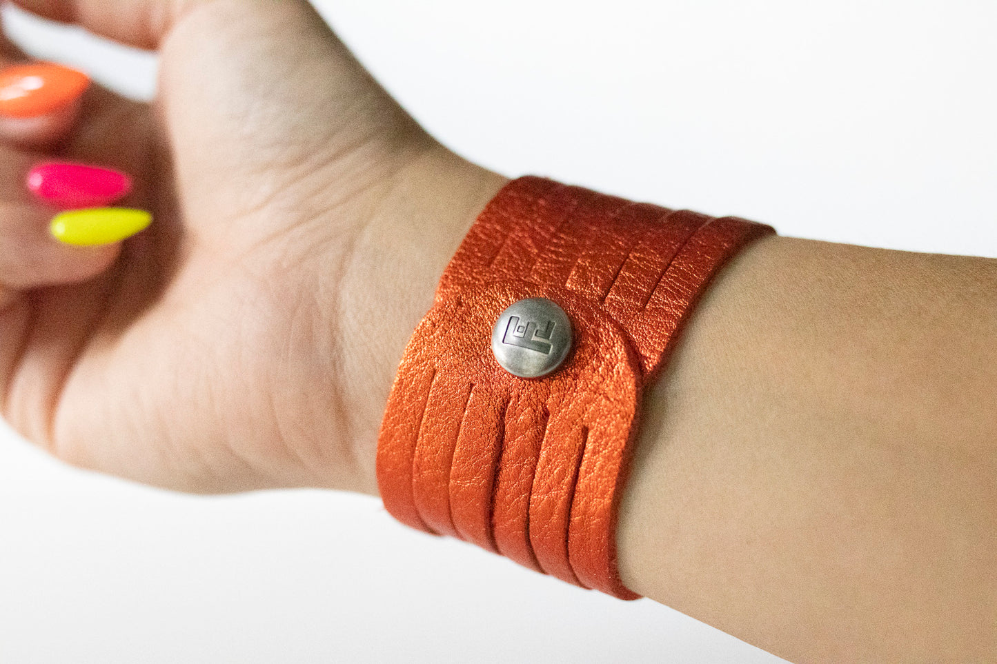 Leather Bracelet / Original Sliced Cuff / Soft Mango