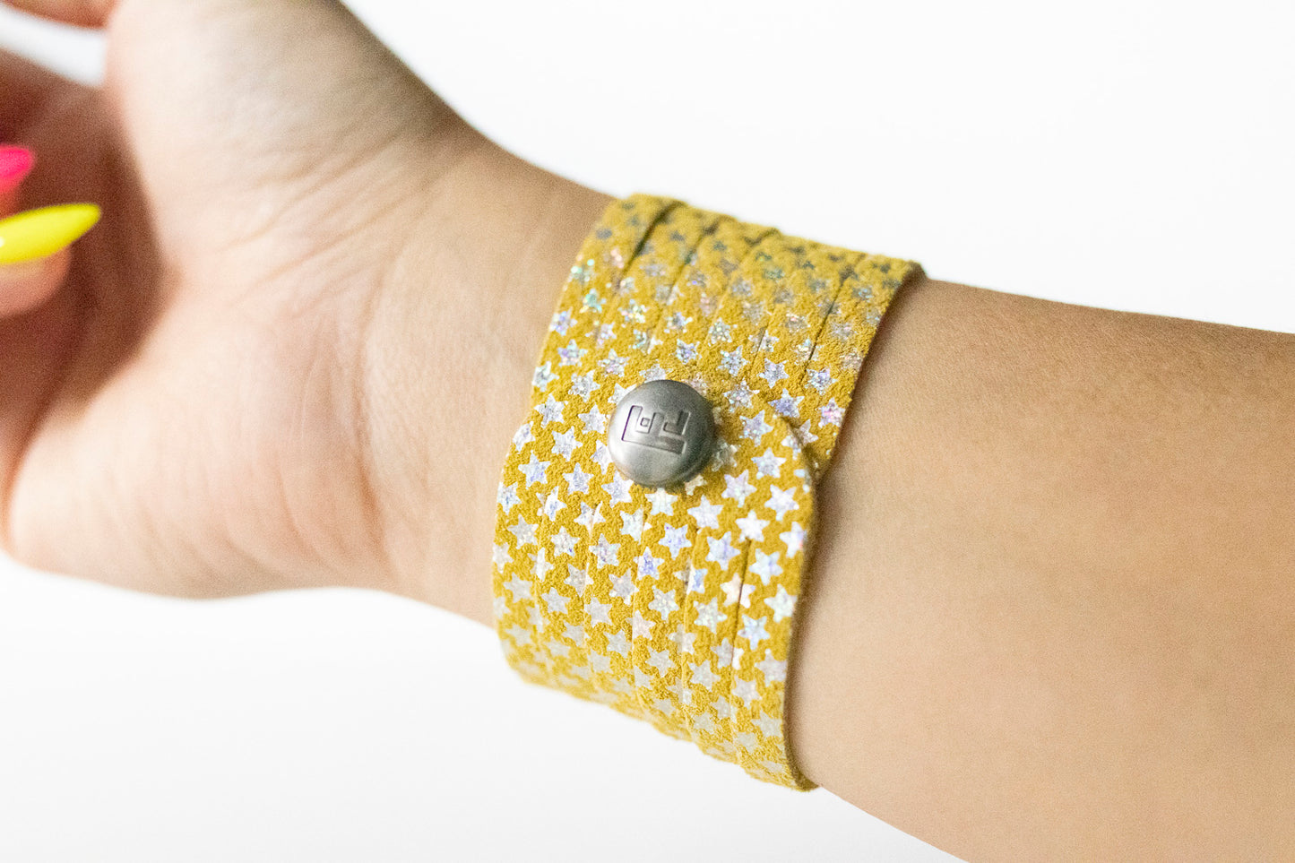 Leather Bracelet / Original Sliced Cuff / Summer Stars