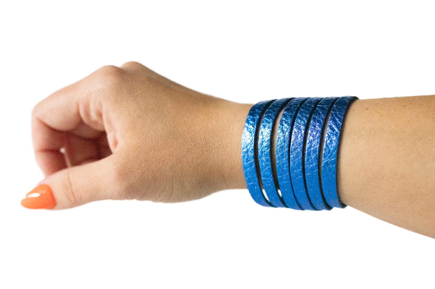 Leather Bracelet / Original Sliced Cuff / Soft Royal