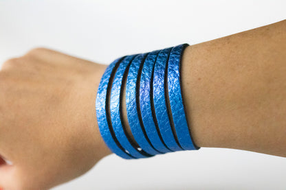 Leather Bracelet / Original Sliced Cuff / Soft Royal