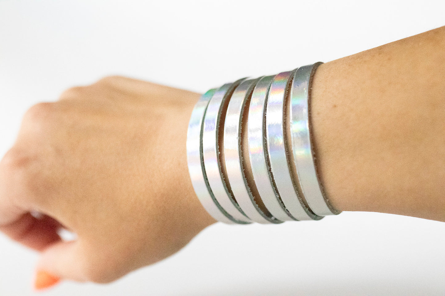 Leather Bracelet / Original Sliced Cuff / Rainbowy