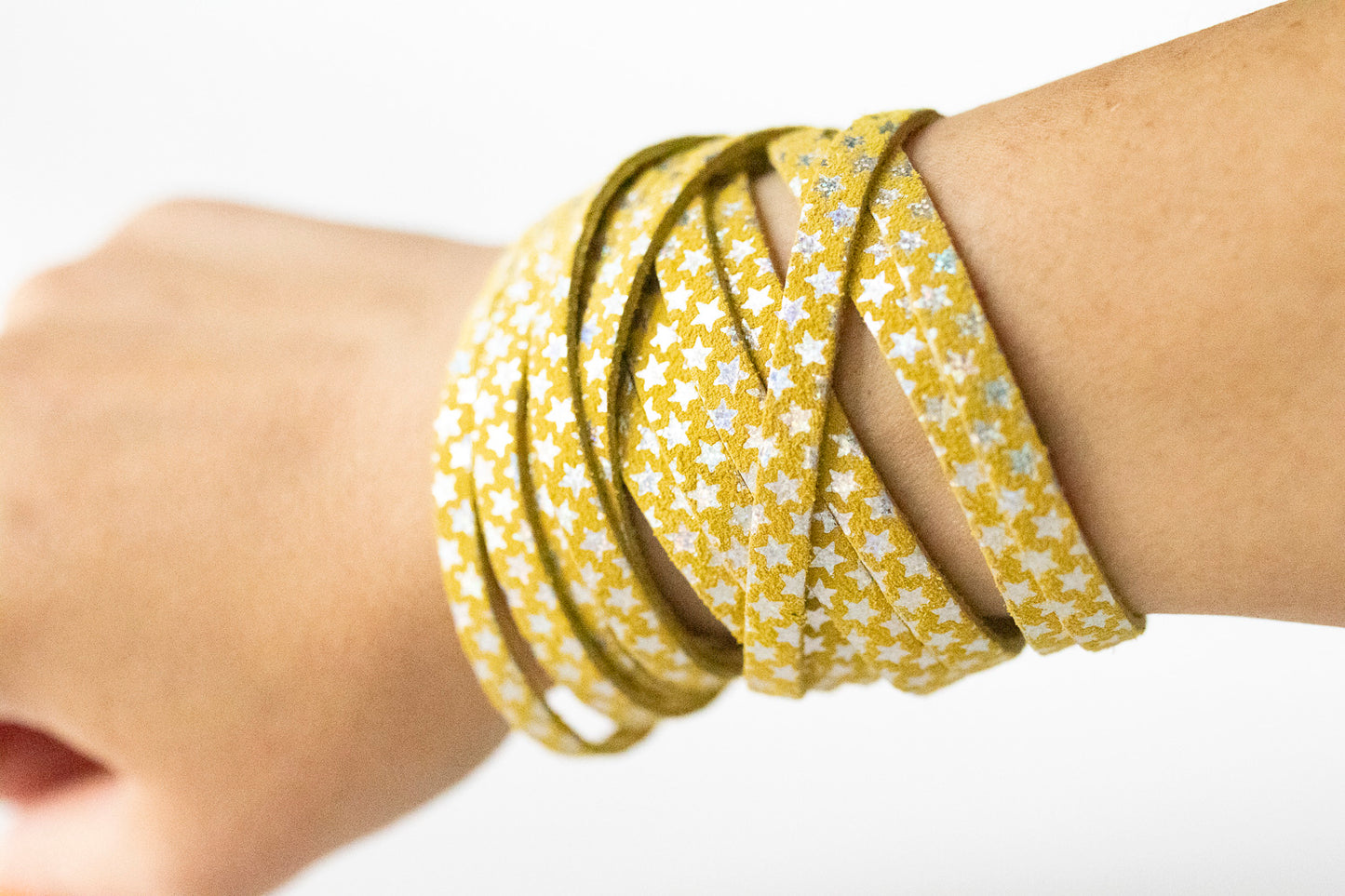 Leather Bracelet / Original Sliced Wrap Cuff / Summer Stars