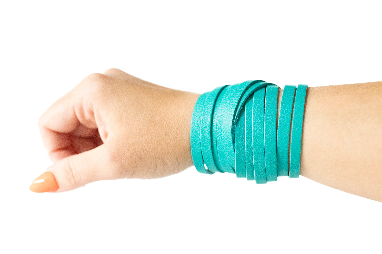 Leather Bracelet / Original Sliced Wrap Cuff / Tropical Waters