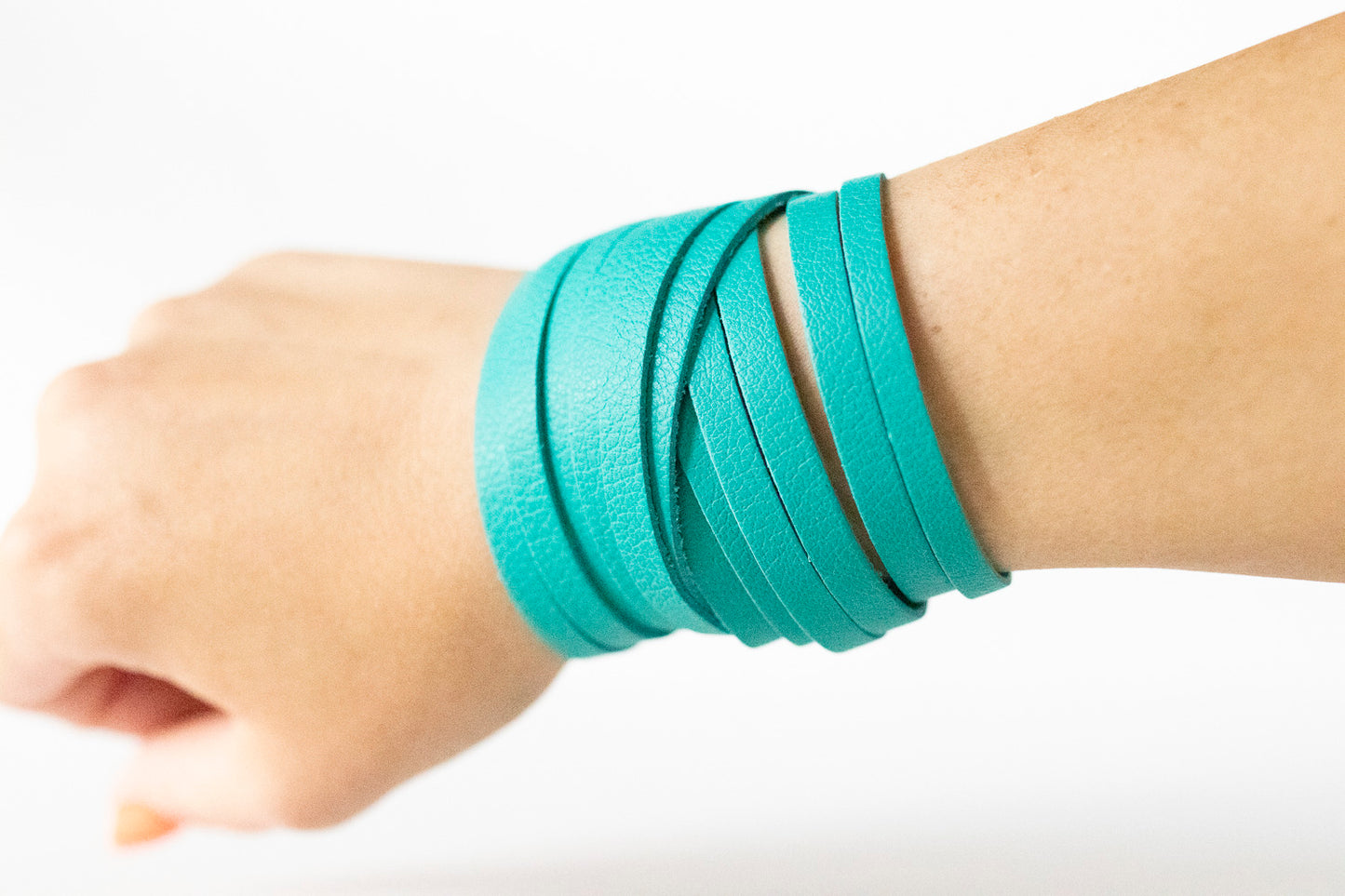 Leather Bracelet / Original Sliced Wrap Cuff / Tropical Waters