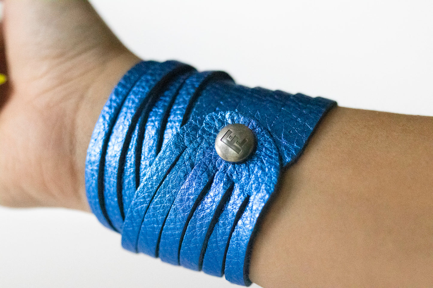 Leather Bracelet / Original Sliced Wrap Cuff / Soft Royal