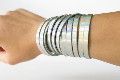 Leather Bracelet / Original Sliced Wrap Cuff / Rainbowy