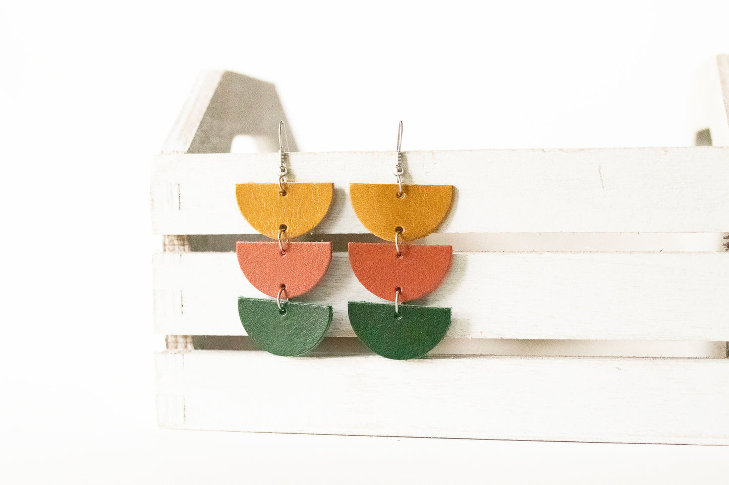 Leather Earrings / Tri Luna / Fall Foliage