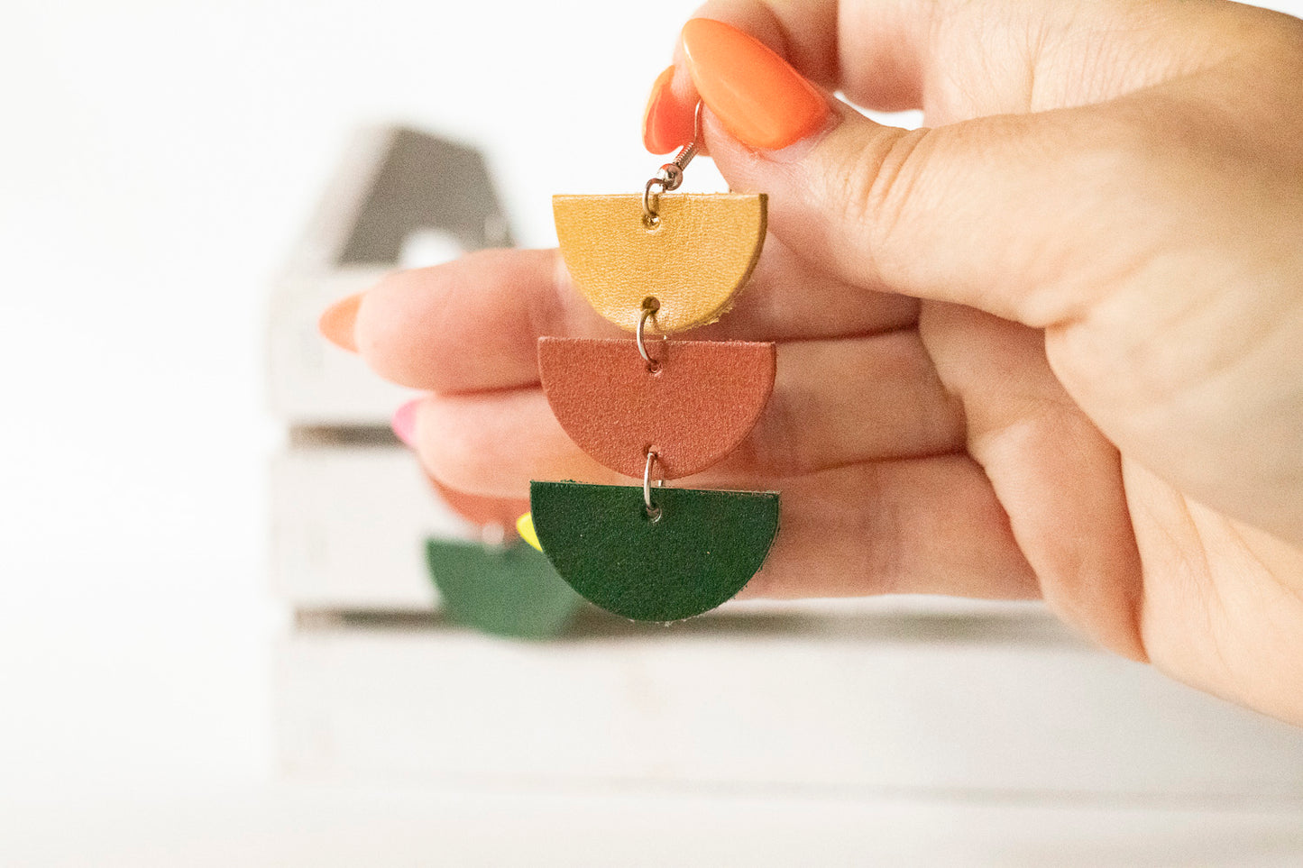 Leather Earrings / Tri Luna / Fall Foliage