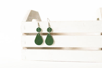 Leather Earrings / Droplets / Pine Tree