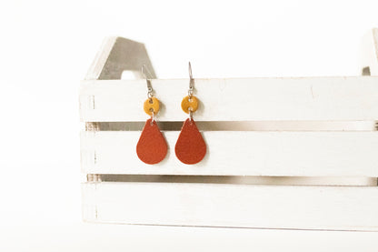 Leather Earrings / Droplets / Autumn Fire