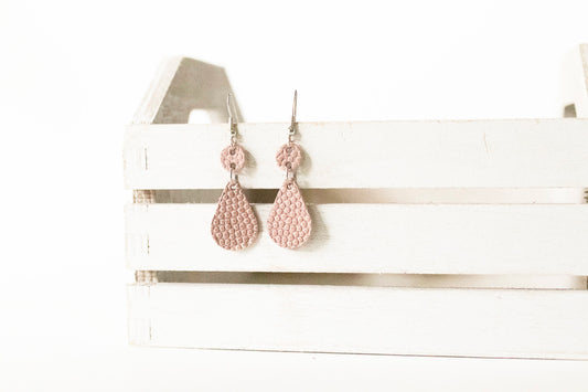 Leather Earrings / Droplets / Mauve Bubbles