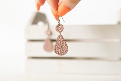 Leather Earrings / Droplets / Mauve Bubbles