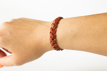 Braided Leather Bracelet / Autumn Fire