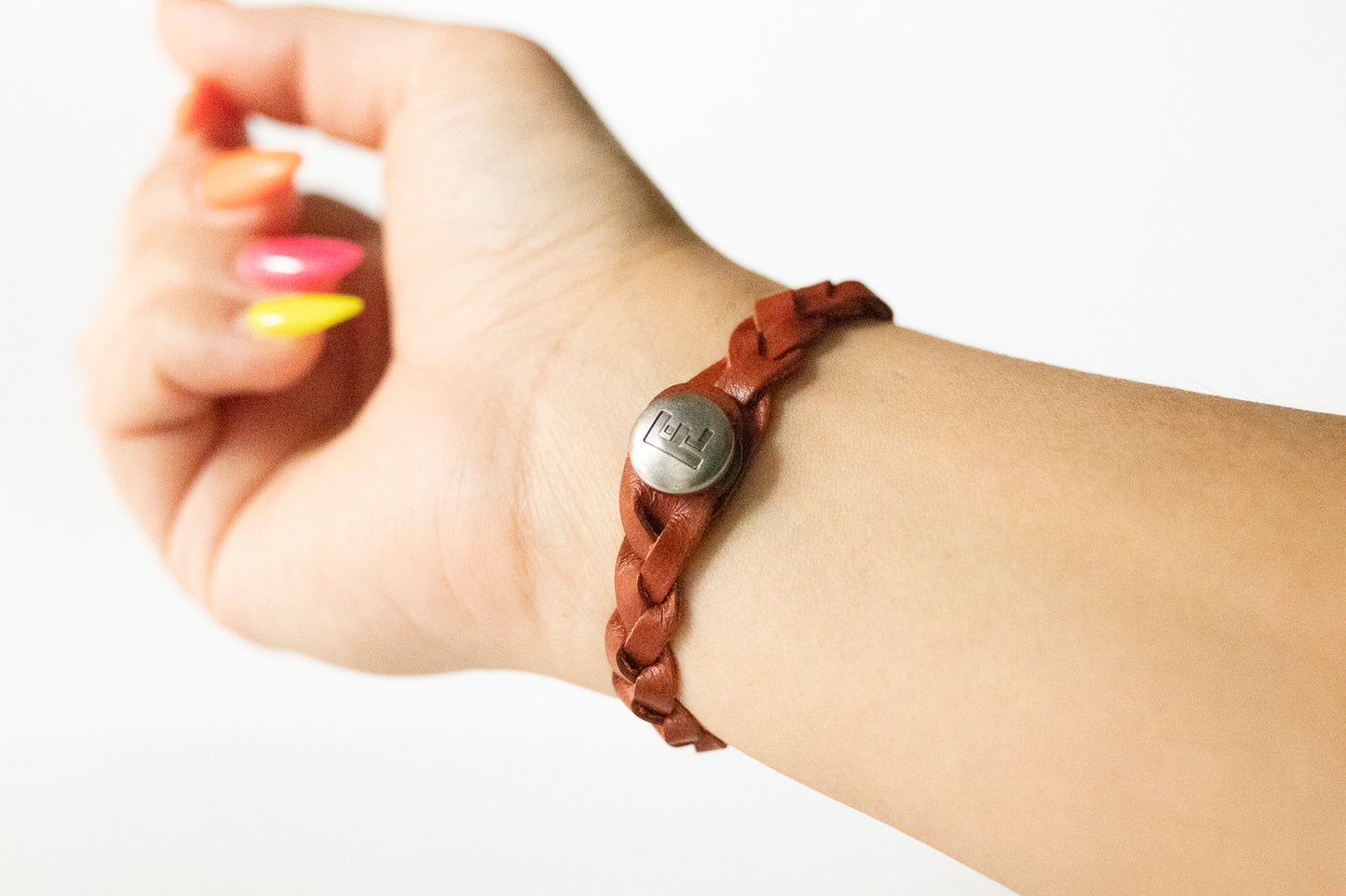 Braided Leather Bracelet / Autumn Fire