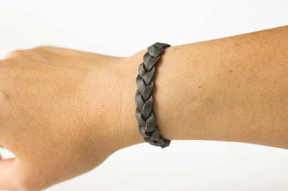 Braided Leather Bracelet / Mauve