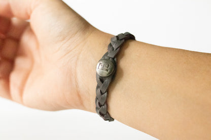 Braided Leather Bracelet / Mauve