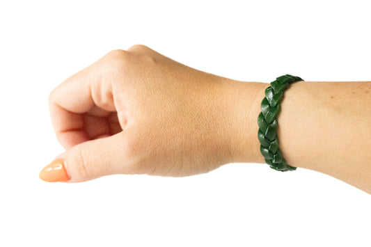 Braided Leather Bracelet / Pine Tree