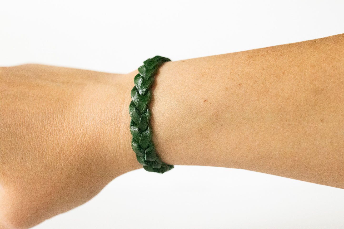 Braided Leather Bracelet / Pine Tree