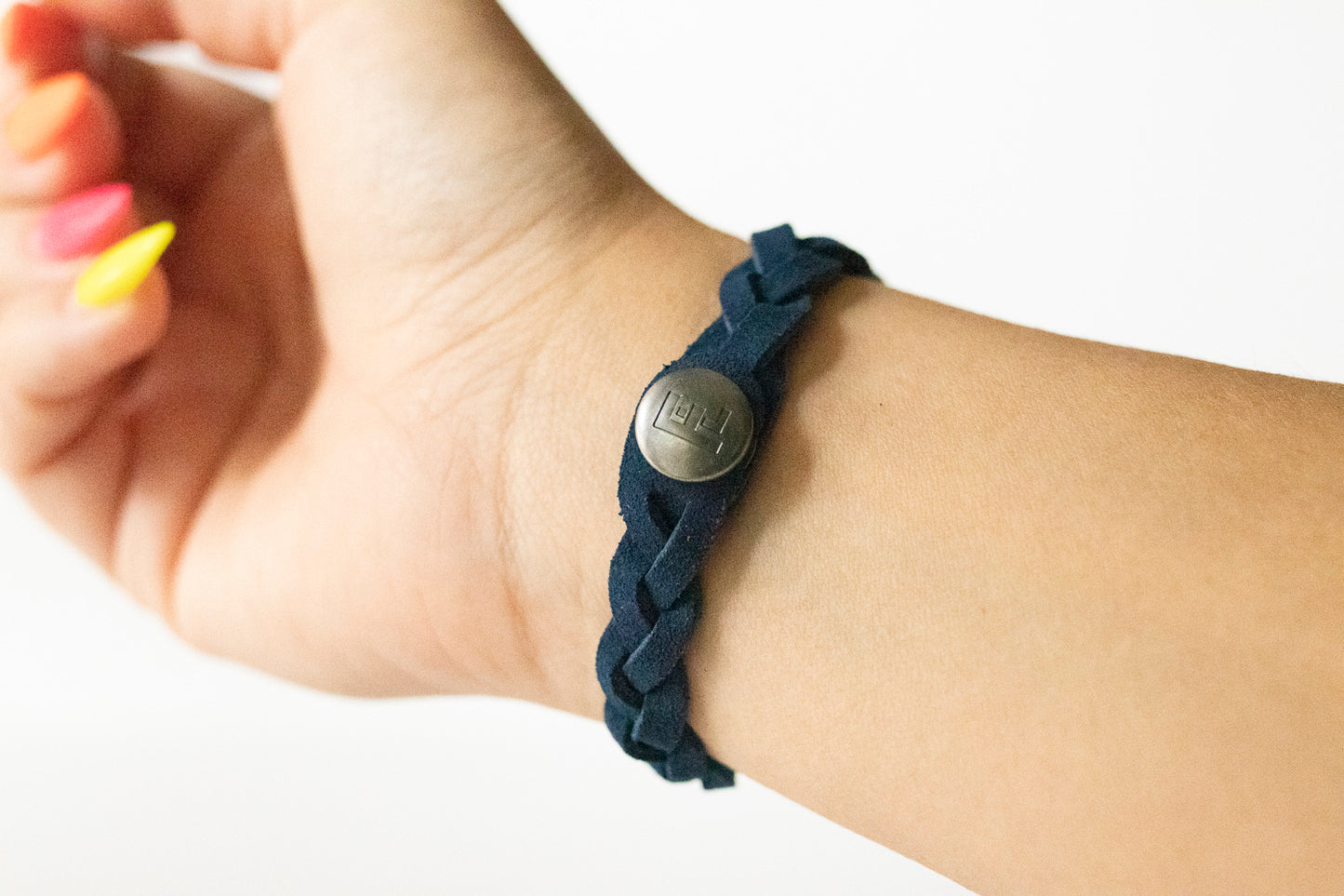 Braided Leather Bracelet / Navy Nubuck