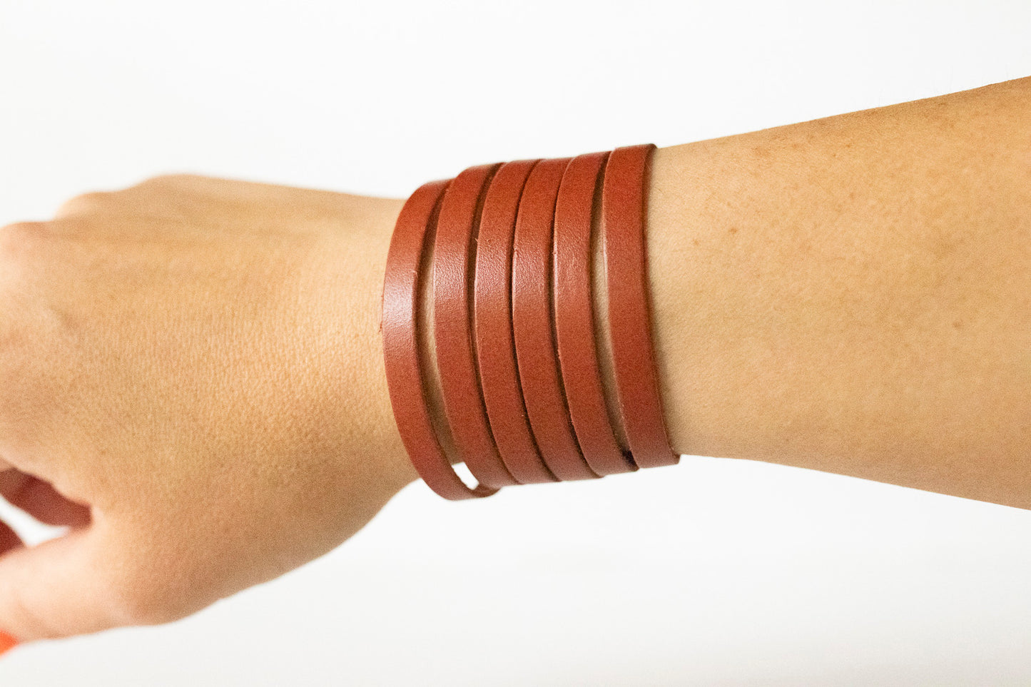 Leather Bracelet / Original Sliced Cuff / Autumn Fire