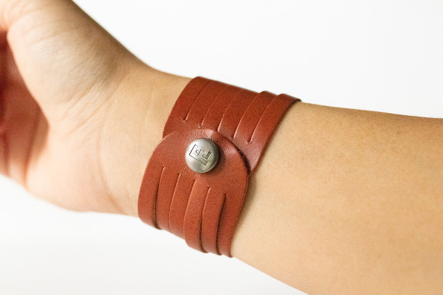 Leather Bracelet / Original Sliced Cuff / Autumn Fire