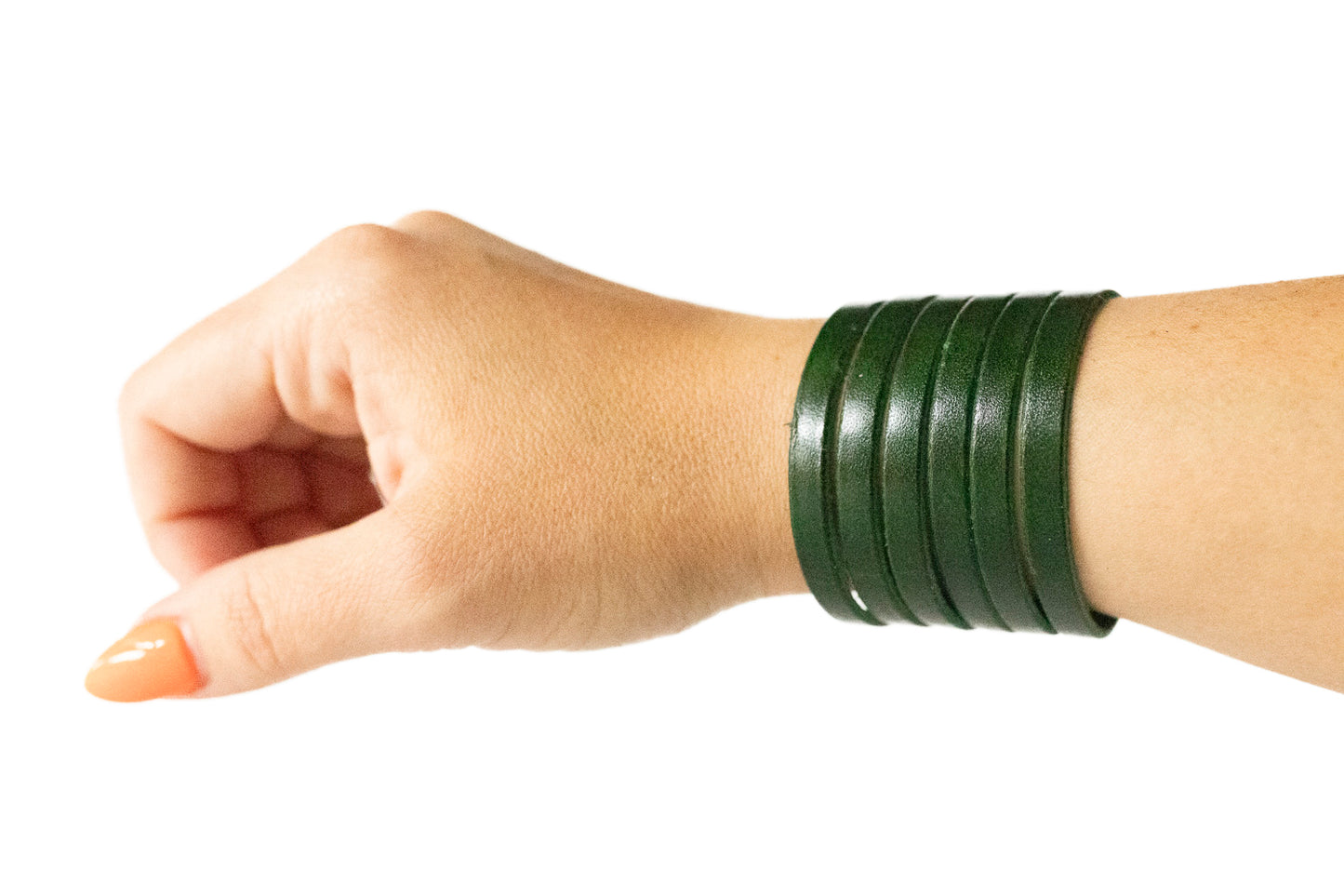 Leather Bracelet / Original Sliced Cuff / Pine Tree