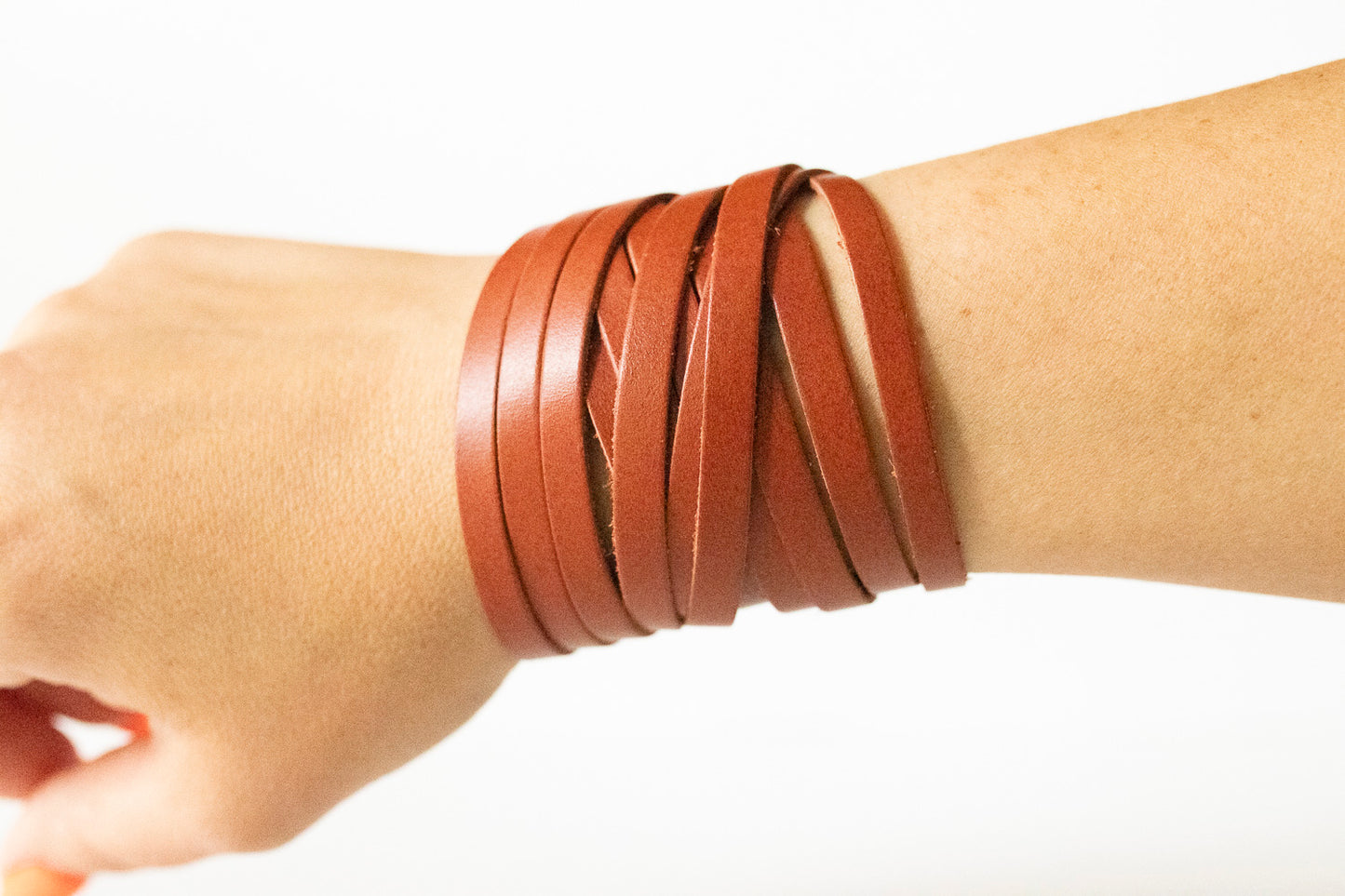 Leather Bracelet / Original Sliced Wrap Cuff / Autumn Fire