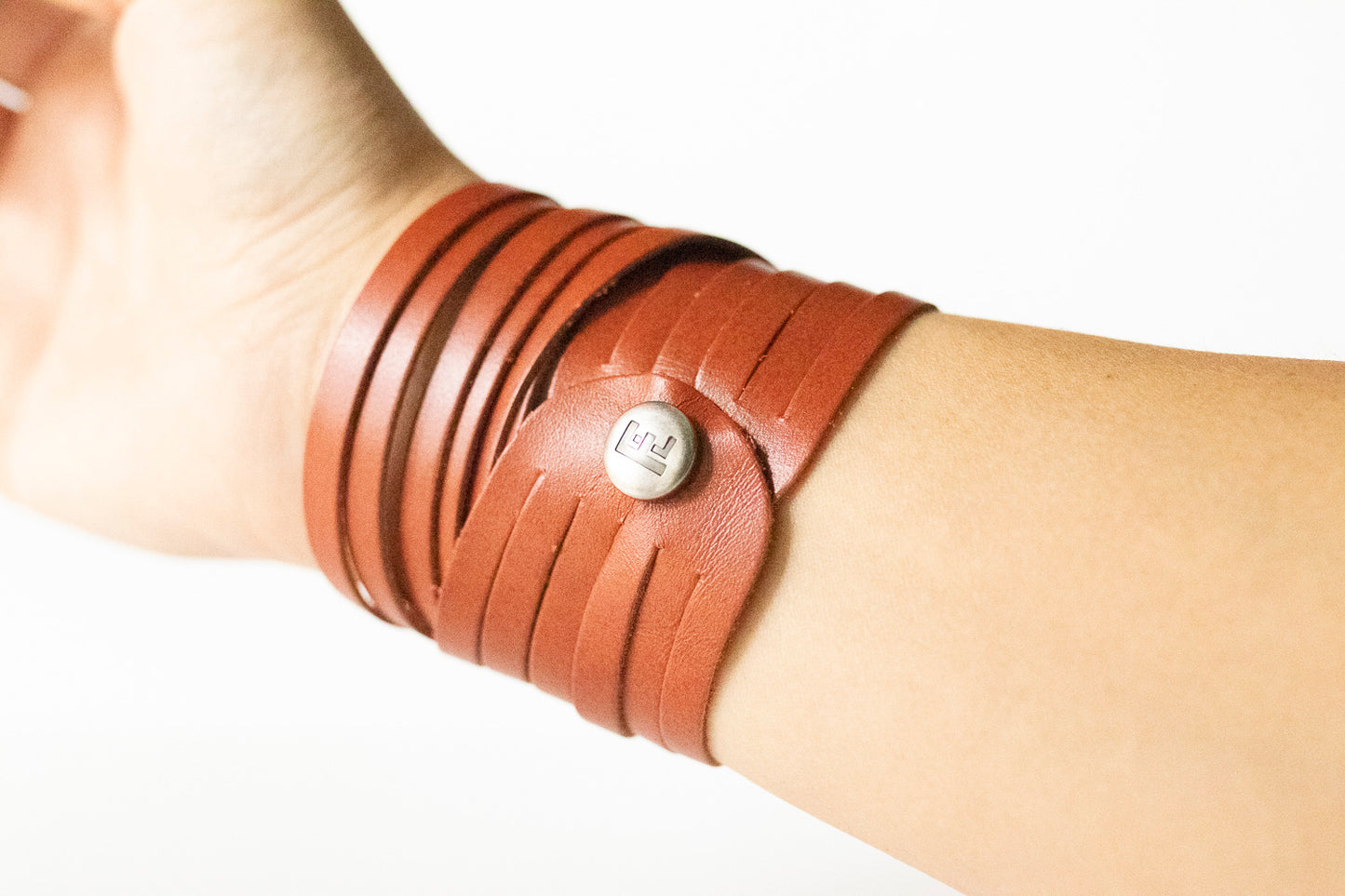 Leather Bracelet / Original Sliced Wrap Cuff / Autumn Fire