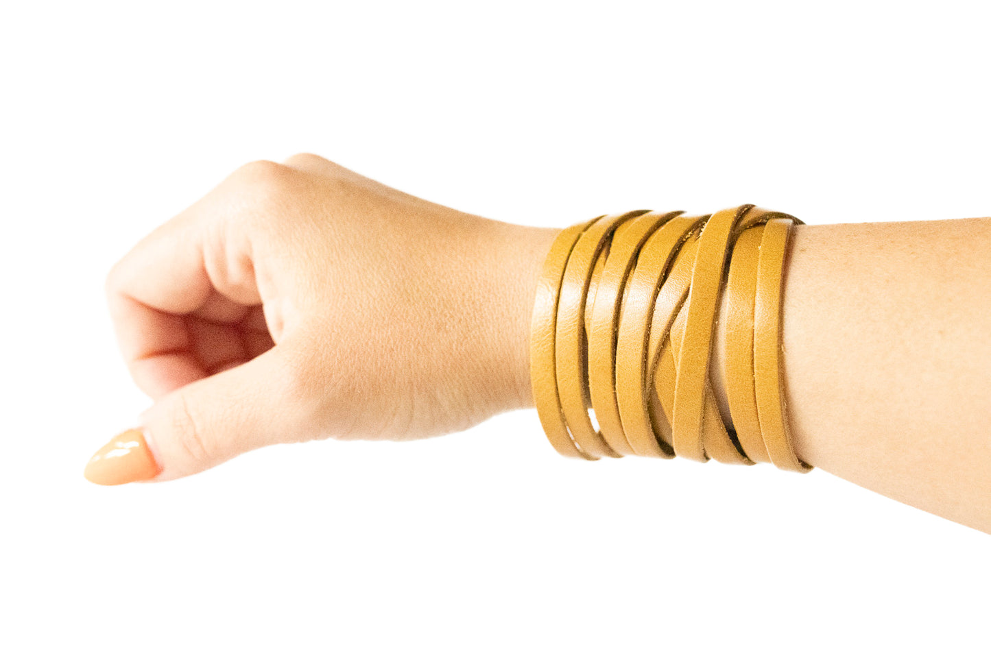 Leather Bracelet / Original Sliced Wrap Cuff / Honey