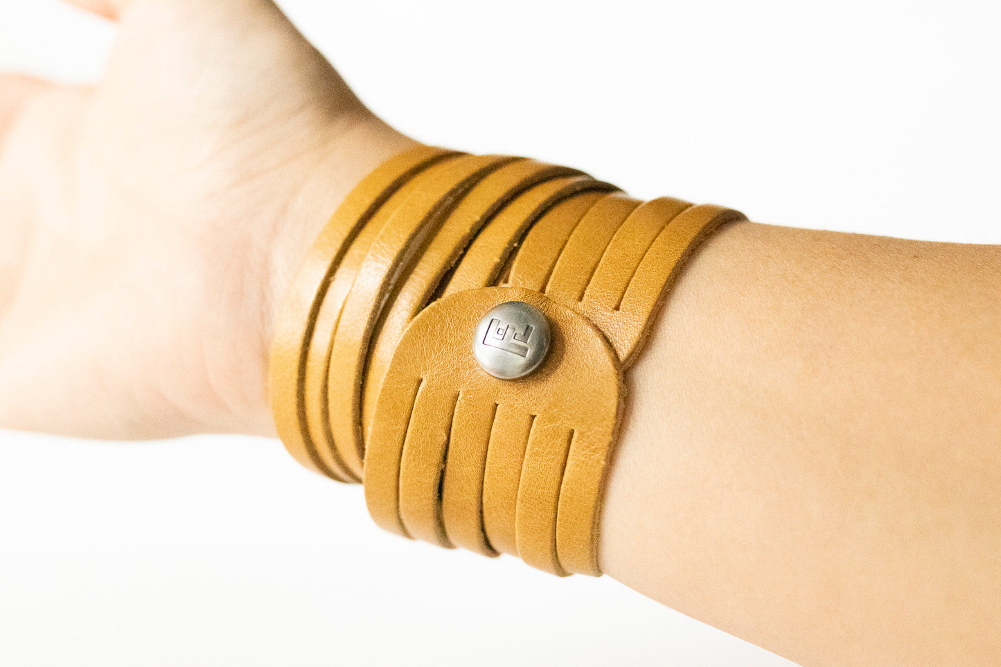 Leather Bracelet / Original Sliced Wrap Cuff / Honey