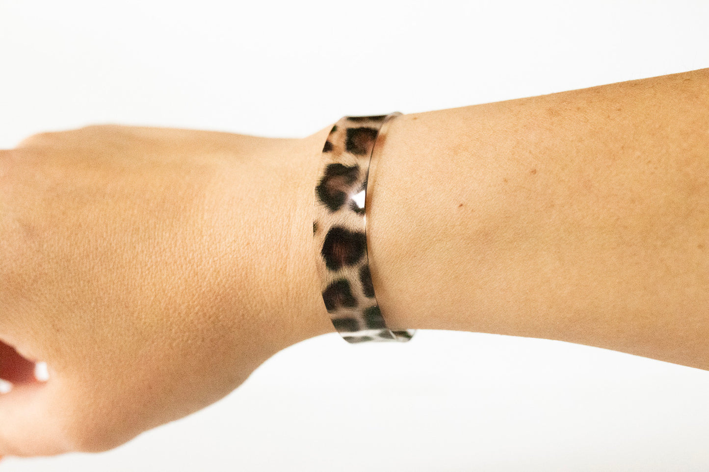 Leather Bracelet / Skinny Slim Cuff / Spotted Leopard Jelly