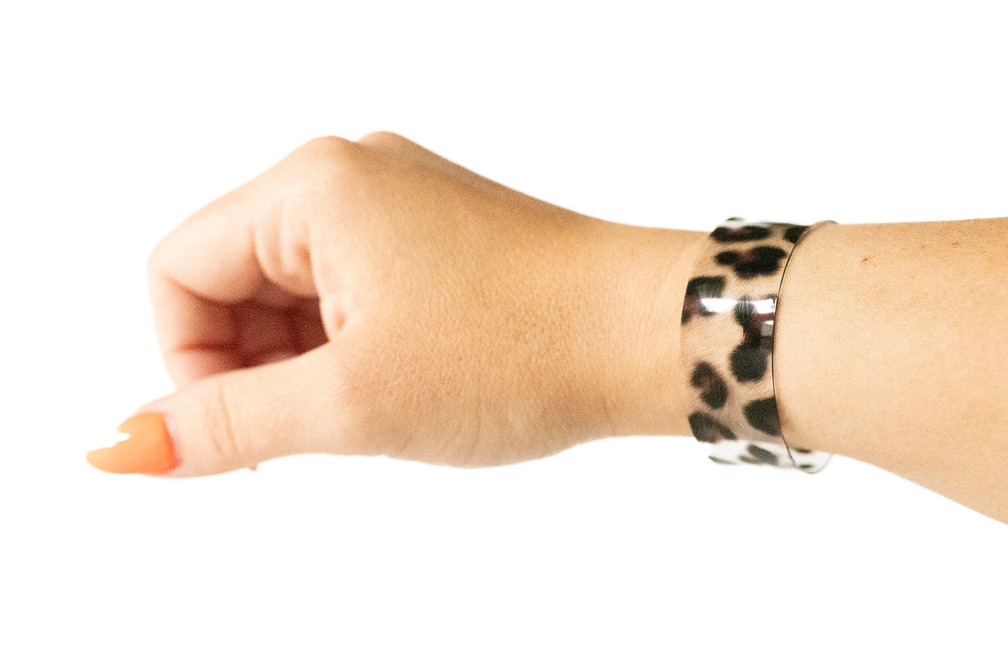 Leather Bracelet / Slim Cuff / Spotted Leopard Jelly