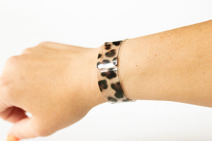 Leather Bracelet / Slim Cuff / Spotted Leopard Jelly