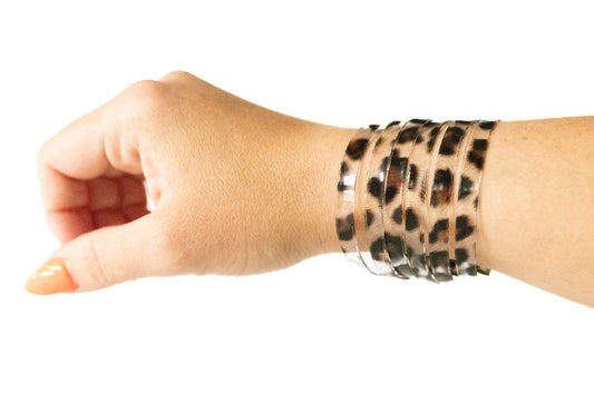 Leather Bracelet / Original Sliced Cuff / Spotted Leopard Jelly