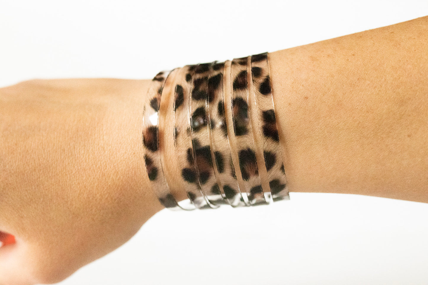 Leather Bracelet / Original Sliced Cuff / Spotted Leopard Jelly