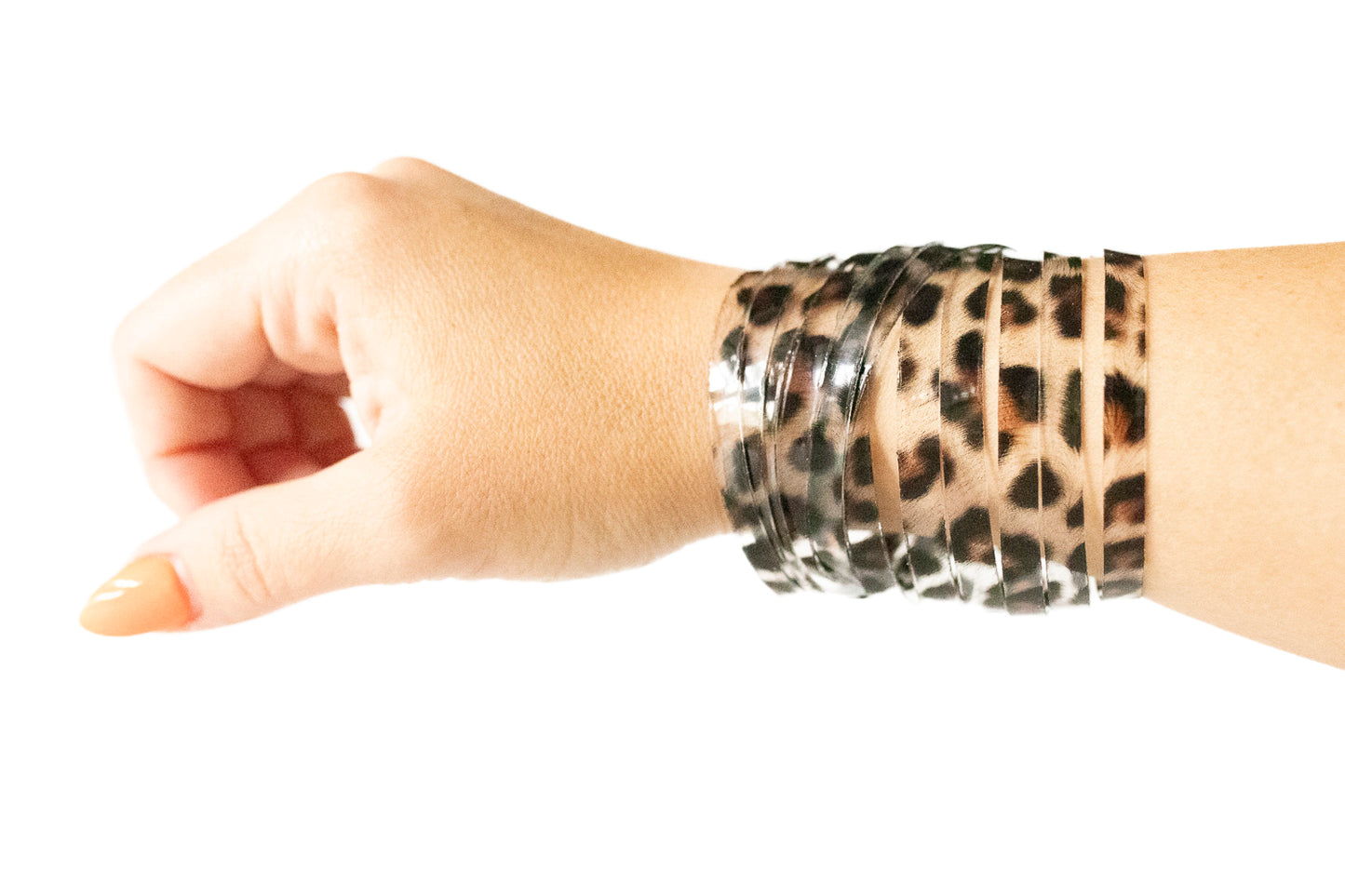 Leather Bracelet / Original Sliced Wrap Cuff / Spotted Leopard Jelly