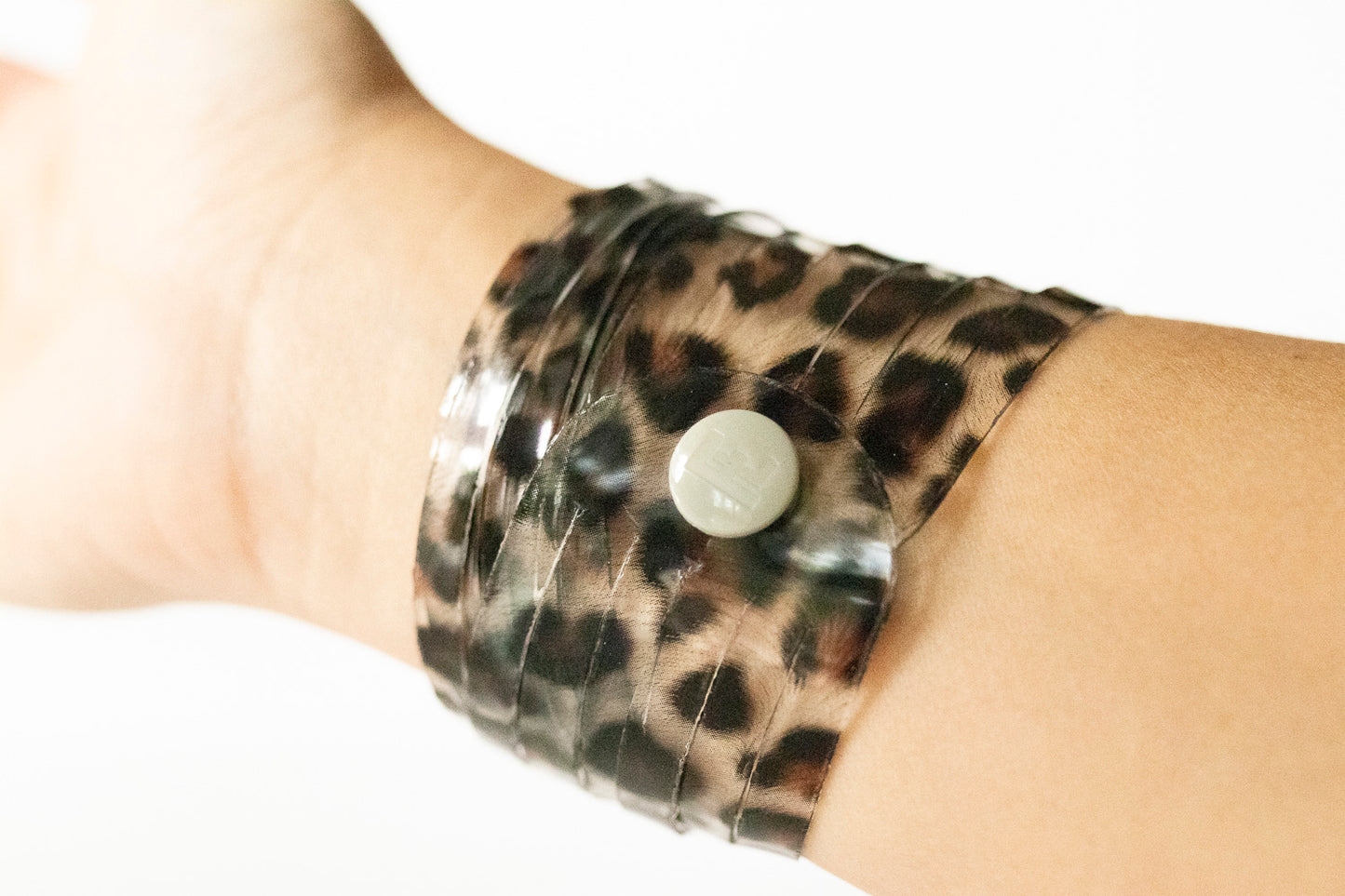 Leather Bracelet / Original Sliced Wrap Cuff / Spotted Leopard Jelly