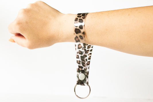 Jelly Wristlet Keychain / Snap Loop / Spotted Leopard Jelly