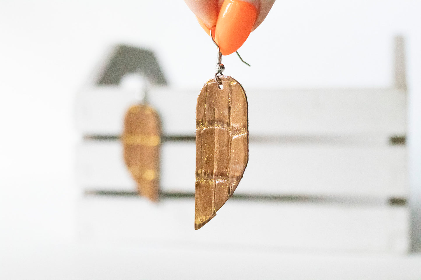 Leather Earrings / Mini Fringe / Chocolate Croc