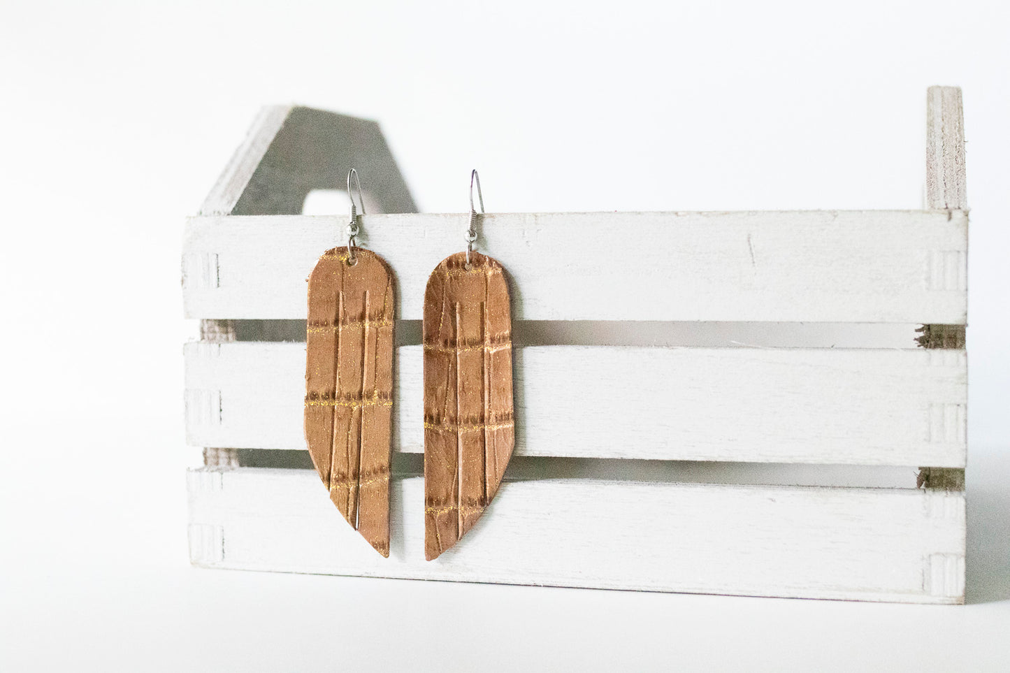 Leather Earrings / Fringe / Chocolate Croc