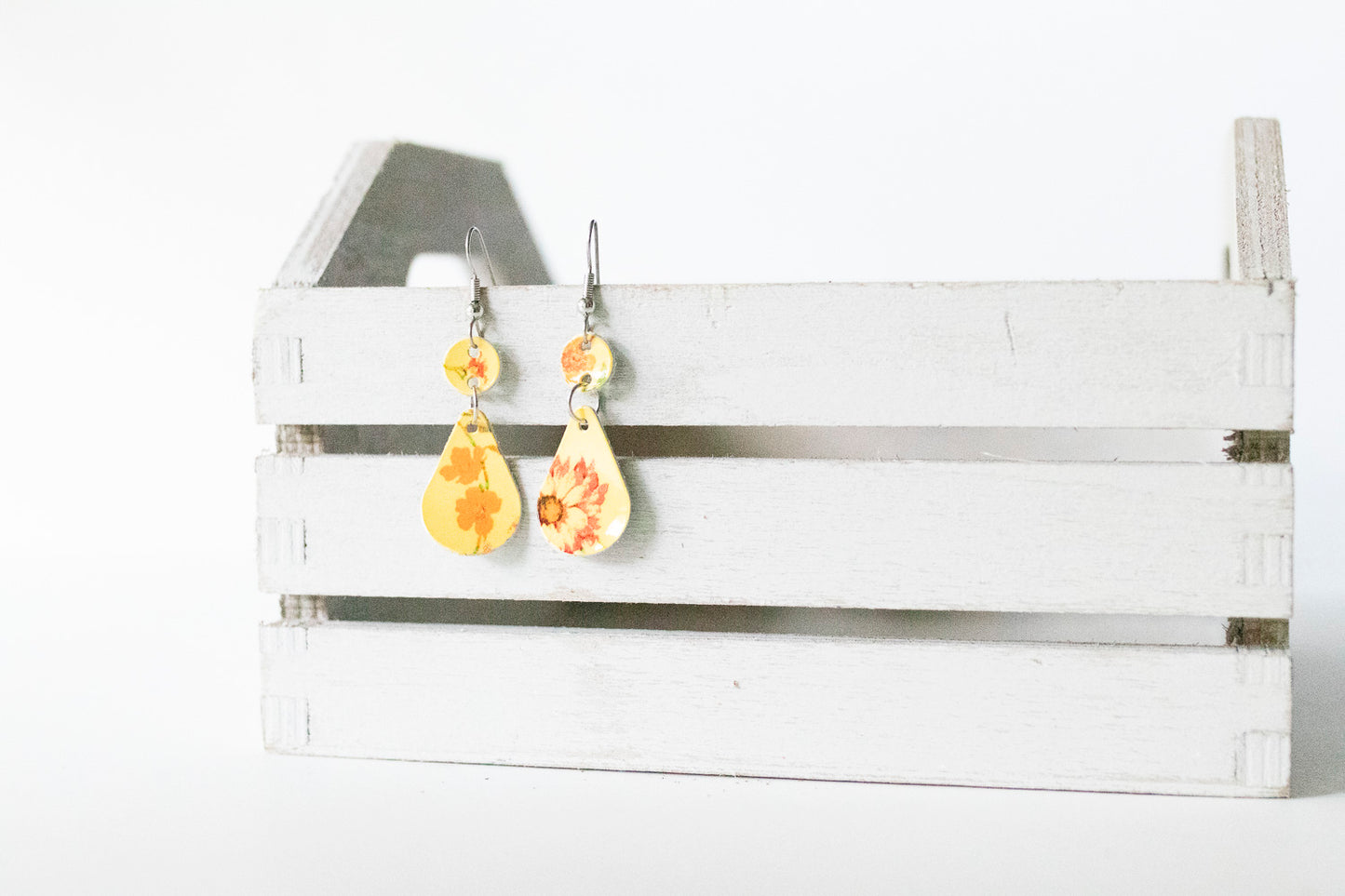 Leather Earrings / Droplets / Autumn Botanical