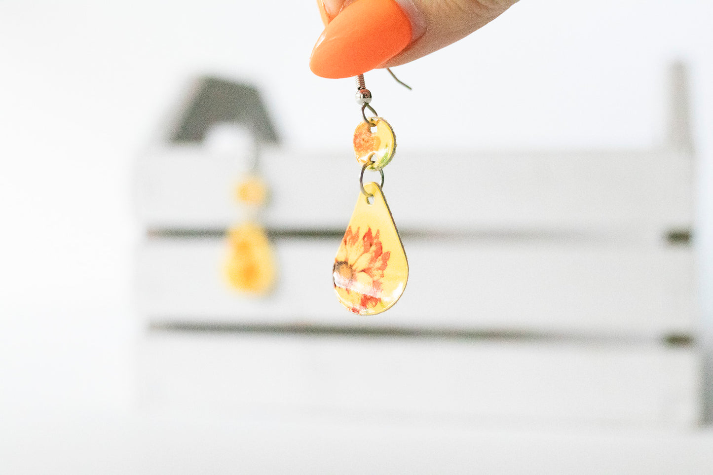 Leather Earrings / Droplets / Autumn Botanical