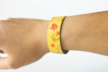 Leather Bracelet / Slim Cuff / Autumn Botanical