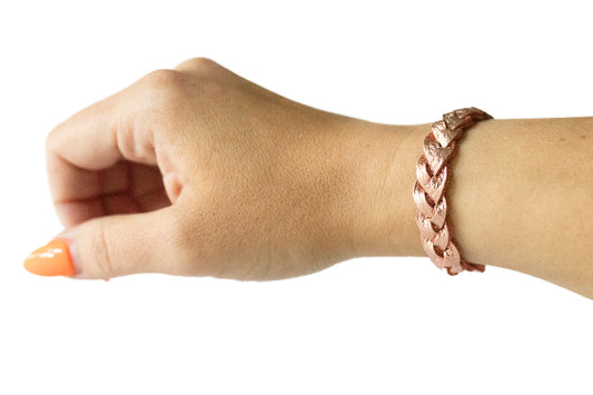 Braided Leather Bracelet / Soft Rosegold