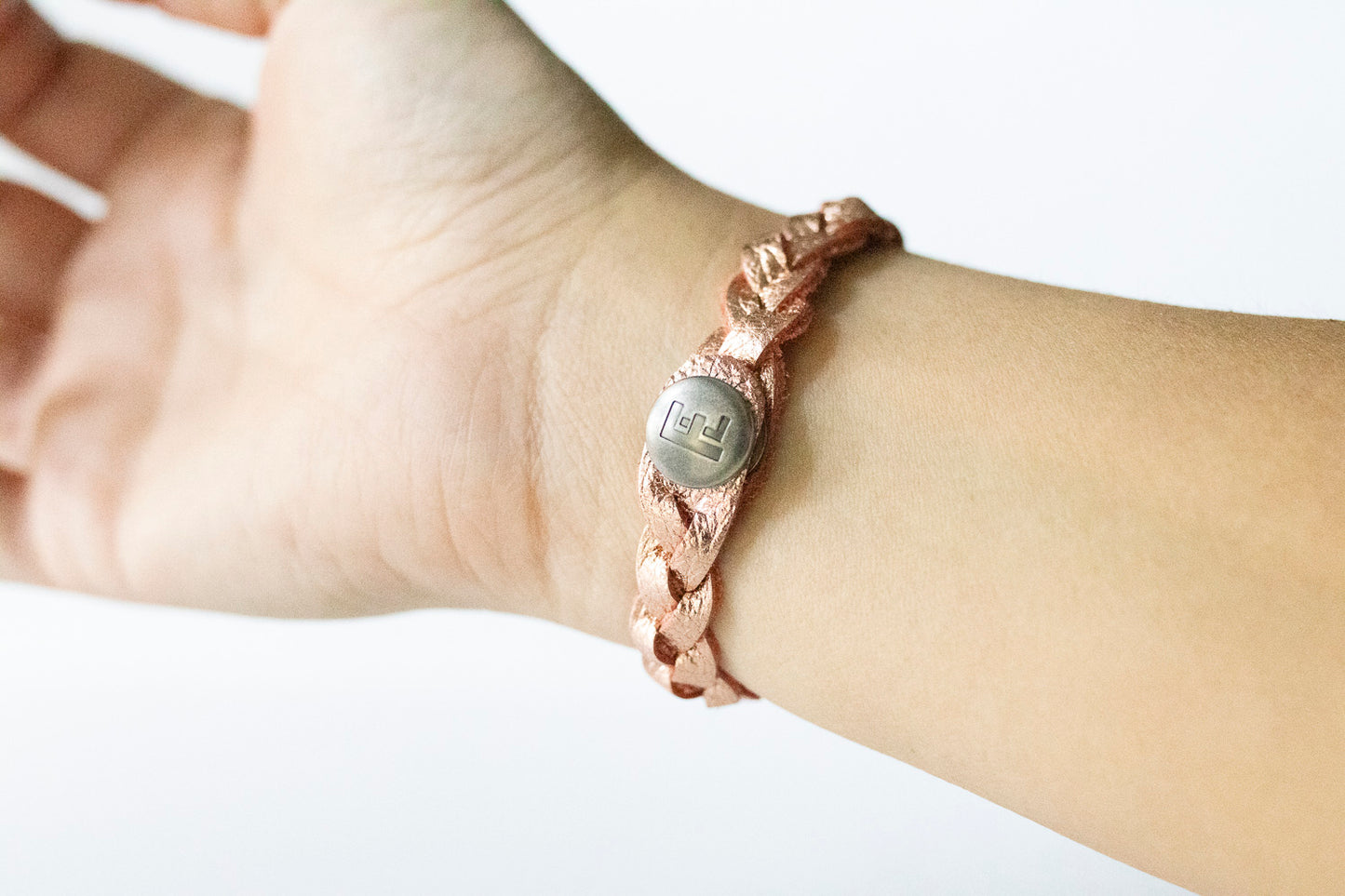 Braided Leather Bracelet / Soft Rosegold