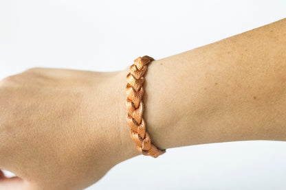 Braided Leather Bracelet / Frosted Ginger