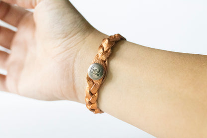 Braided Leather Bracelet / Frosted Ginger