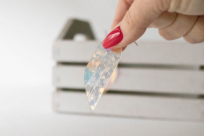 Leather Earrings / Mini Fringe / Honeycomb Prism Jelly